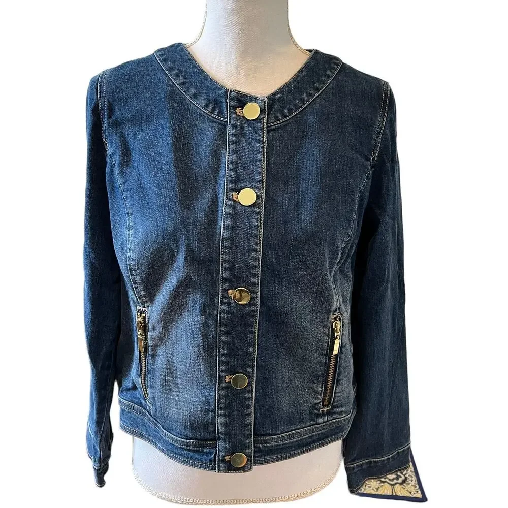 Chicos Stretch Denim Jean Jacket S
